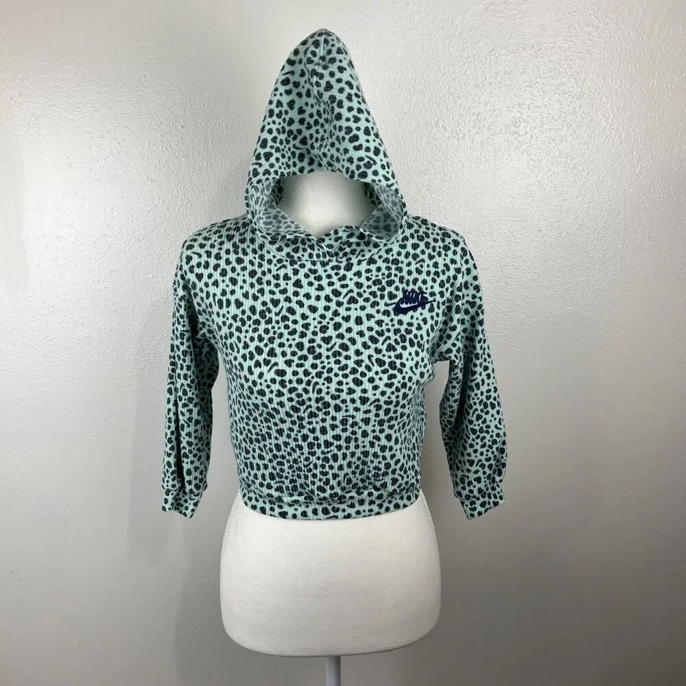 Nike Sweater Youth Small 4-5 Years Old Green Soft Ribbed Pullover Hoodie